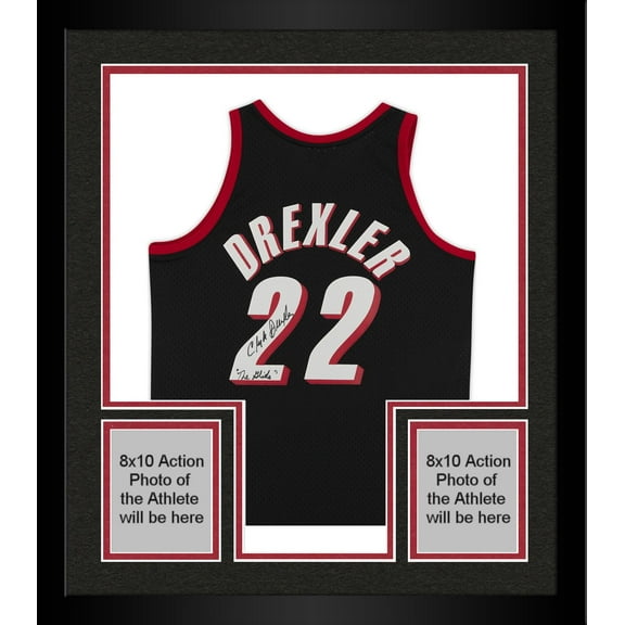 Framed Clyde Drexler Portland Trail Blazers Autographed Black 1990-91 Mitchell & Ness Replica Jersey with "Glide" Inscription - Fanatics Authentic Certified