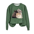 thumbnail image 2 of CLOISE Sweatshirt for Women Printed Pullover Sweatshirts Round Neck Long Sleeve Hoodies Shirts Green Drop Shoulder Basic Tees Fall Cute Preppy Clothes XL, 2 of 4