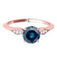 thumbnail image 2 of Mauli Jewels Engagement Rings for Women 0.73 Carat Blue Diamond Engagement Wedding Ring Crafted prong 14K Solid Rose Gold, 2 of 4