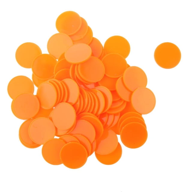 100 Uds Fichas de bingo Zulema de plástico 25MM juego familiar naranja