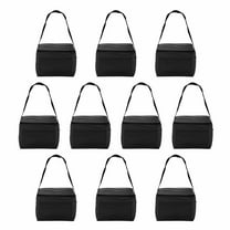 Small Lunch Bags Set of 10, Bulk Pack - Insulated, Fits 6 Cans, Perfect for the Office, Picnic, Beach - Black