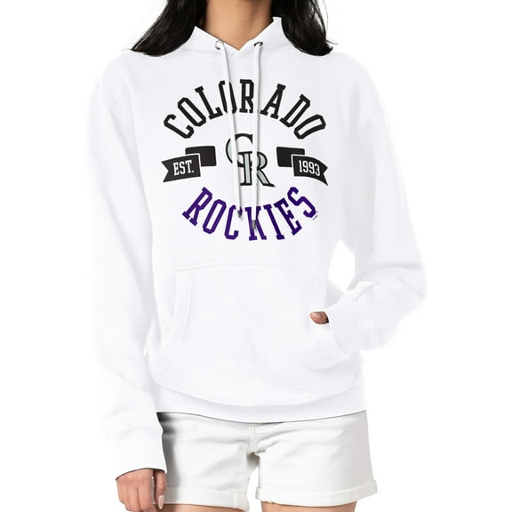 Women's G-III 4Her by Carl Banks White Colorado Rockies City Graphic Pullover Hoodie