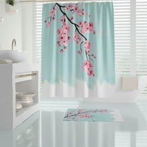TROPIKHOME HD Printed Fabric Shower Curtain for Bathrooms Waterproof Easy Care Machine Washable Shower Curtain with 12 plastic hooks, Sakura 72x72"