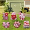 Follure Valentine's Day Decorations Outdoor Garden Lawn Yard Sign with Stakes 6 Pcs