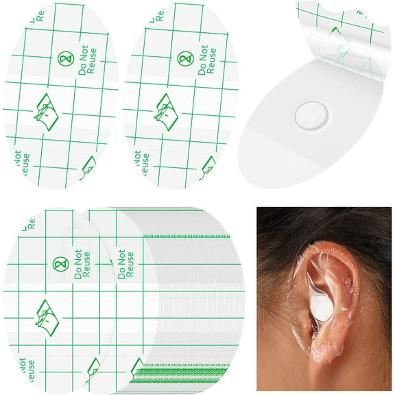 60Pcs Baby Waterproof Ear Stickers Ear Covers for Swimming Shower Ear Protectors with Ear Plugs for Kids Newborn Disposable Ear Covers for Shower Surfing Snorkeling and Other Water Sports, White