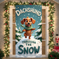 thumbnail image 2 of Animated Dachshund Banner Winter Theme Snowy Scene Christmas Decoration Holiday Display for Indoor Event Party, 2 of 9