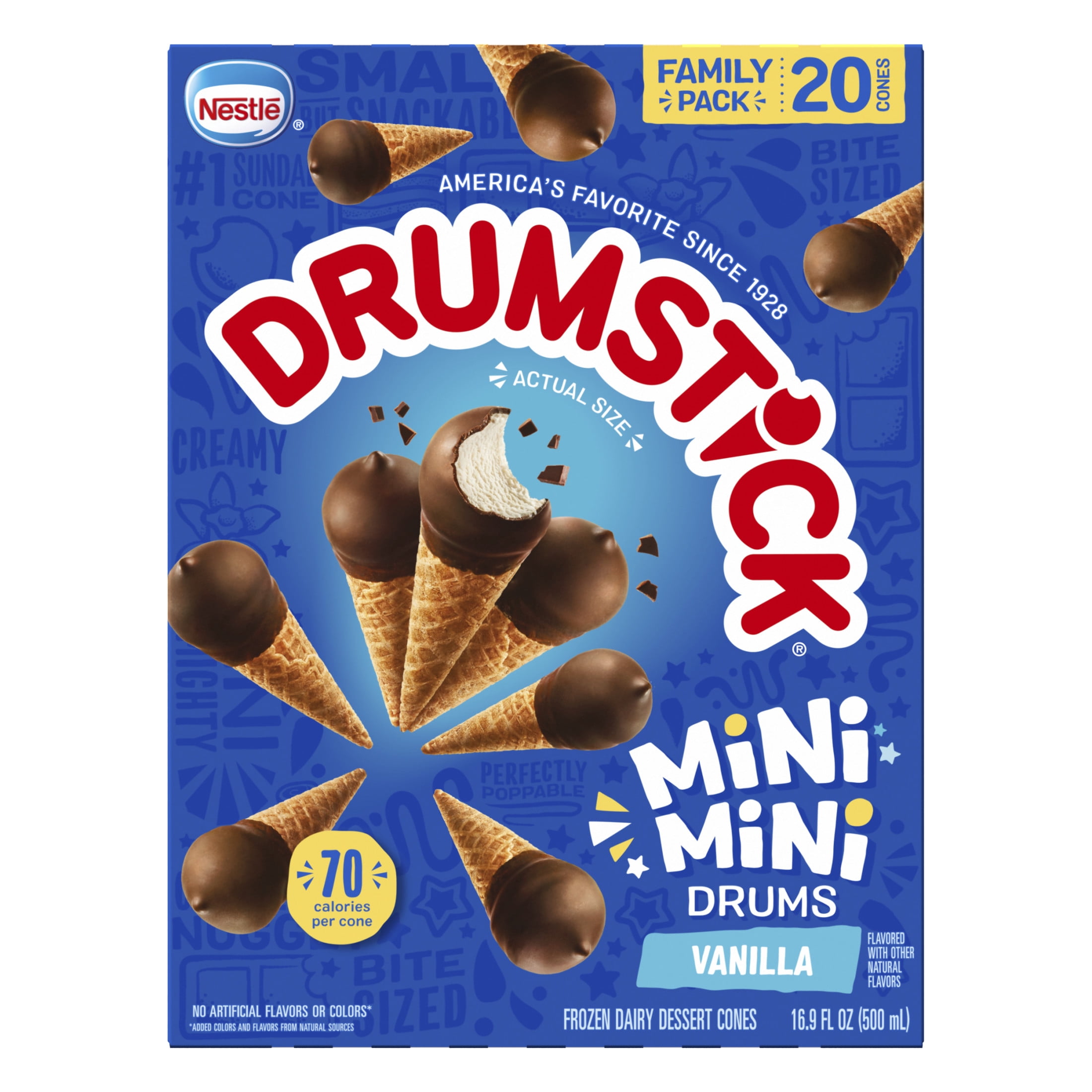 Drumstick Mini Drums Vanilla Sundae Cones, Kosher, 20 Count