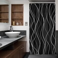 thumbnail image 4 of Small Stall Black and White Striped Shower Curtain Single Single Half RV Narrow Abstract Modern Simple Minimalist Neutral 36Wx72H Inch Fabric Decor Bathroom Polyester Waterproof 7 Pack Hooks, 4 of 5