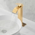 thumbnail image 4 of Cobbe High Arc Waterfall Bathroom Sink Faucet – Brushed Gold Single Handle with Deck Plate for 1-Hole, 4 of 9