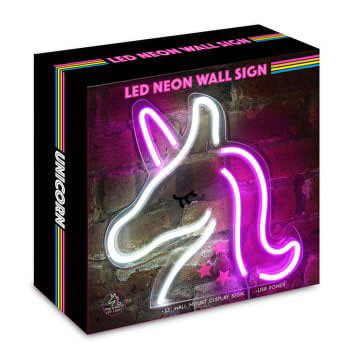 Isaac Jacobs 13" x 13" LED Neon Sign Pink and White Unicorn Wall Sign