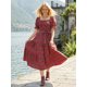thumbnail image 5 of Vestido de mujer de otoño con estampado a cuadros, mangas abullonadas, escote cuadrado, corpiño ajustado y corte en A fluido., 5 of 7