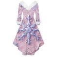 thumbnail image 4 of Christmas Dresses for Women Women's Fashion V-neck Casual Slim Christmas Printed Party Long Sleeve Dresses with Fur Collar for Christmas Party,Pink,3XL, 4 of 4