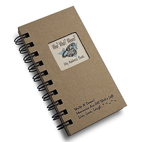 Who? What? Where? - My Address Book - MINI Kraft Hard Cover (prompts on every page, recycled paper, read more...)