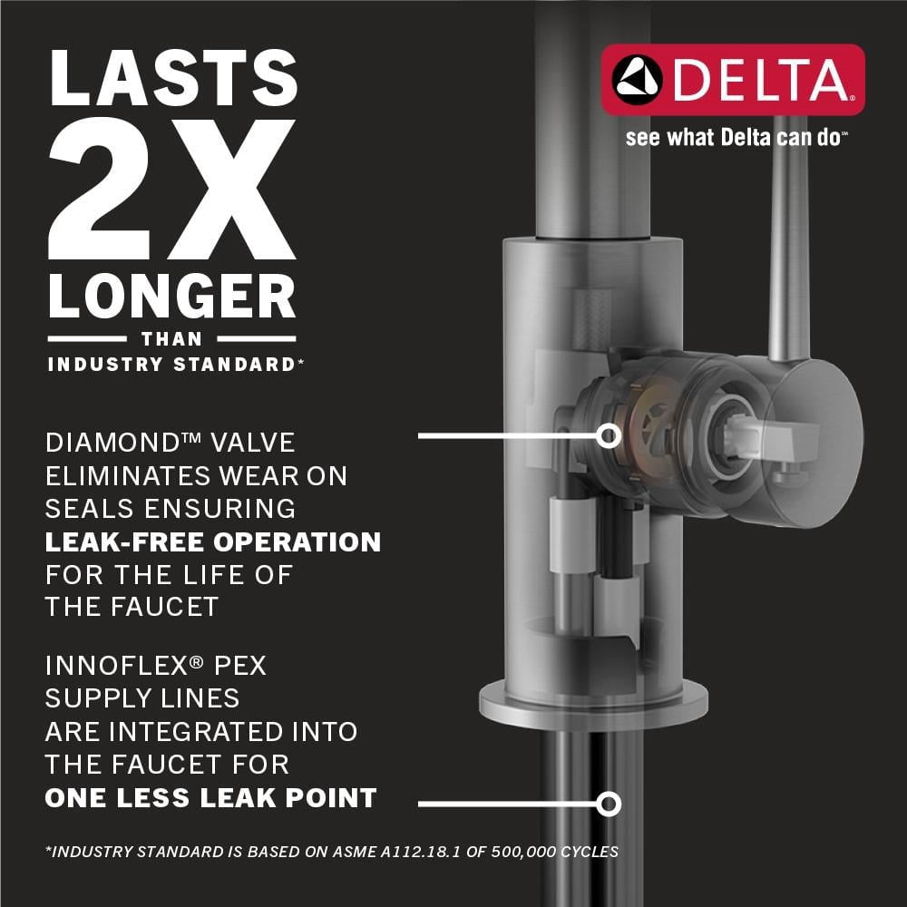 Delta Greydon Single Handle Pull Down Sprayer Kitchen Faucet with ShieldSpray and Soap Dispenser in Matte Black