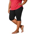 thumbnail image 2 of Eiyaclvo Plus Size Biker Shorts for Women Knee Length Elastic Waist Running Athletic Workout Shorts for Gym Yoga Plus Size 5 Inch Inseam Shorts, 2 of 5
