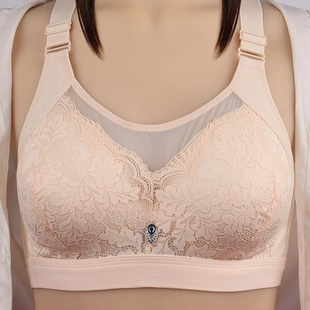 

BUIgtTklOP Bras for Women Woman S Solid Color Comfortable Hollow Out Perspective Bra Underwear No Rims Beige XXL