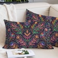 thumbnail image 2 of Mexico Flower Throw Pillow Covers, Abstract Geometric Colorful Floral Plant Soft Breathable Pillow Cases with Invisible Zipper for Sleeping, Toddler Pillowcases for Couch Bed Sofa Chair 12x20 Inches, 2 of 9