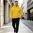 thumbnail image 2 of Trgacdwlo Men's Sweatsuits 2 Piece Set Fleece Casual Hoodie and Joggers Sport Pant Set Fall Winter Fuzz Tracksuit Men's Sweatsuits Yellow XXL, 2 of 6