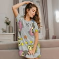 thumbnail image 3 of Zufioo Cartoon Owls Print Women's Nightgown, Round Neck Short-sleeved Pajamas, Home Wear Suitable for Home and Outing, 3 of 6