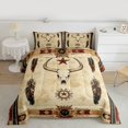 thumbnail image 2 of Feelyou Hippie Sheep Skull Full Size Comforter Sets for Men, Vintage Western Bohemian Bedding Comforter Set, Texas Stars Reversible Bedding Sets, Lightweight Room Decor, 3 Pieces, 2 of 8