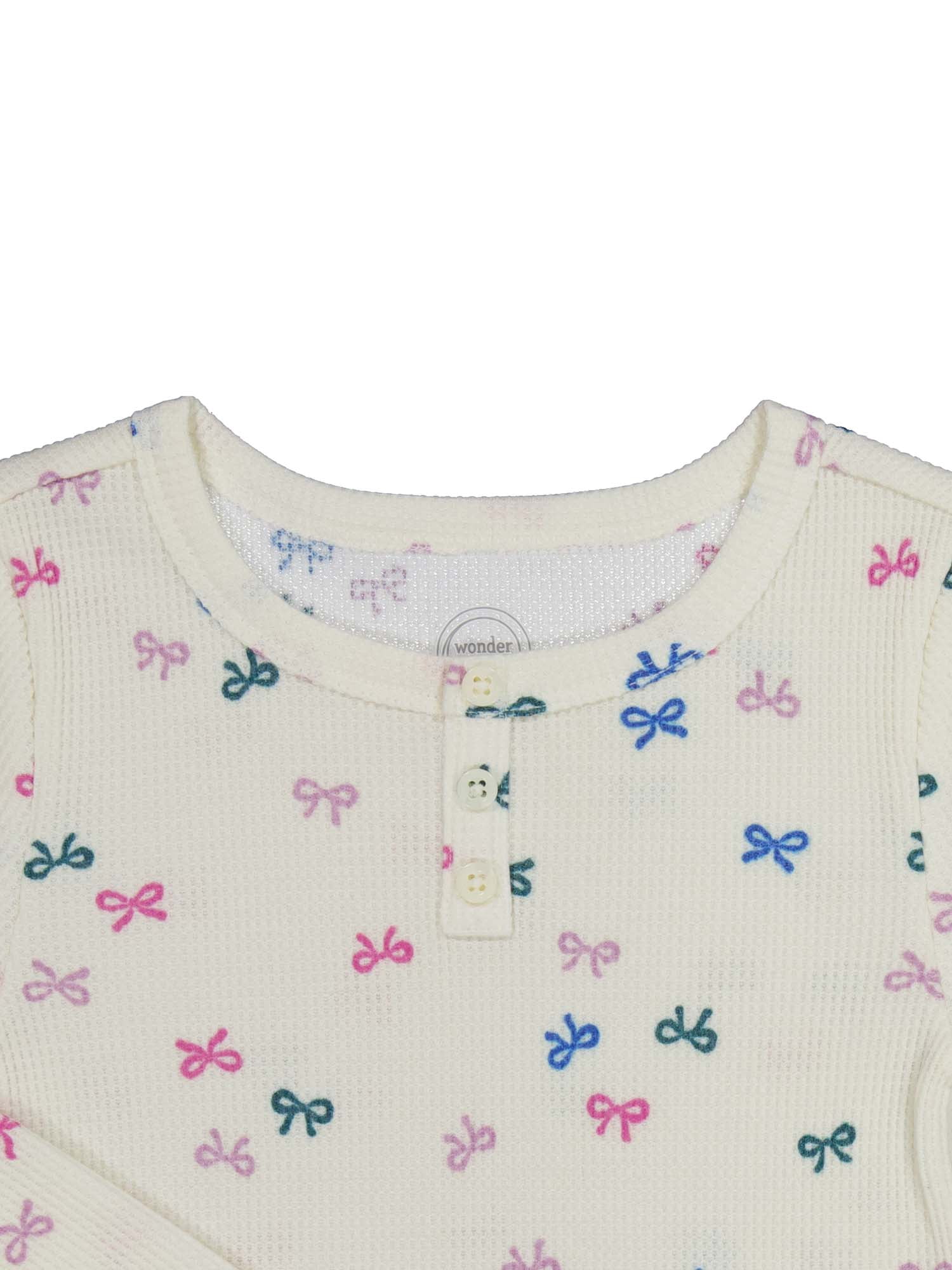 Wonder Nation Girls Long Sleeve Waffle Henley Knit Top, Sizes 4-18 & Plus
