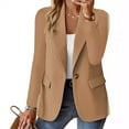 thumbnail image 3 of Women's Slim Fit Solid Color One Button Business Blazer Spring Summer OUFY-3008, 3 of 9