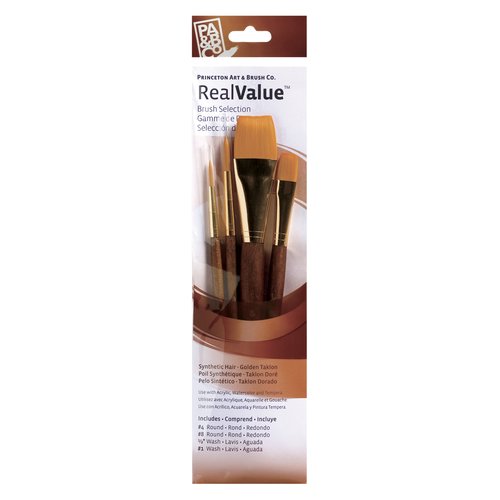 Princeton Art & Brush Real Value Pinsel Set – 5 Synthetische Gold Taklon Pinsel Für Acryl, Aquarell & Tempera