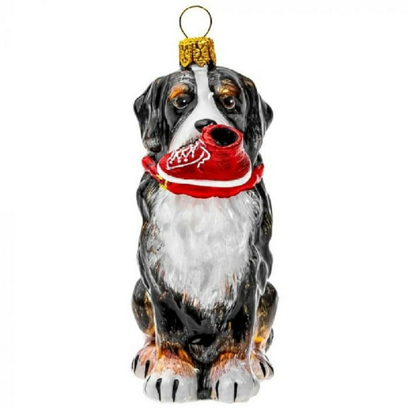 Bernese Mountain Dog with High Top Sneaker Polish Glass Christmas Ornament