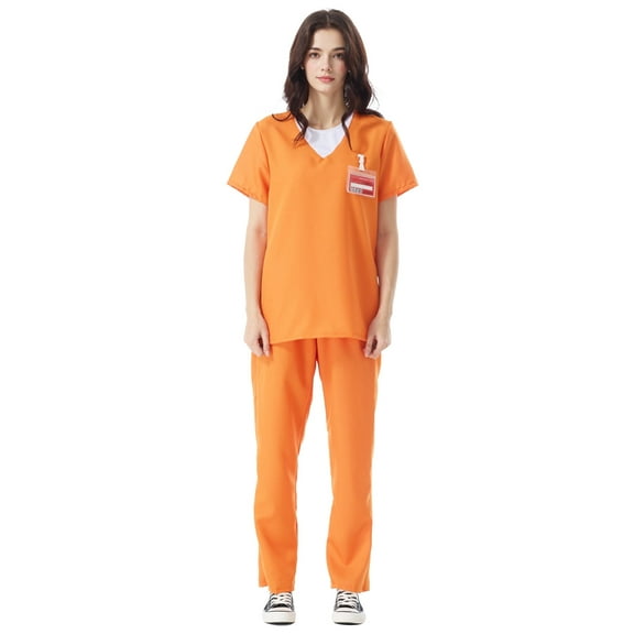 Seasons Women's Prisoner Halloween Costume, Adult Inmate Outfit Orange