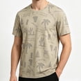 thumbnail image 4 of TKKCS Mens Graphic Crew Neck T-Shirt- Tropical Print Daily Wear Lightweight Breathable Summer Casual Short Sleeve Tees Khaki Size XS, 4 of 5