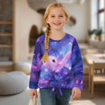thumbnail image 4 of Xixirimido Axolotl and Galaxy Print Girls Long Sleeve Shirt Kids Crewneck T-Shirts Trendy 3D Graphic Tie-hem Cute Tees for Fall Winter, Size 7-8, 4 of 7