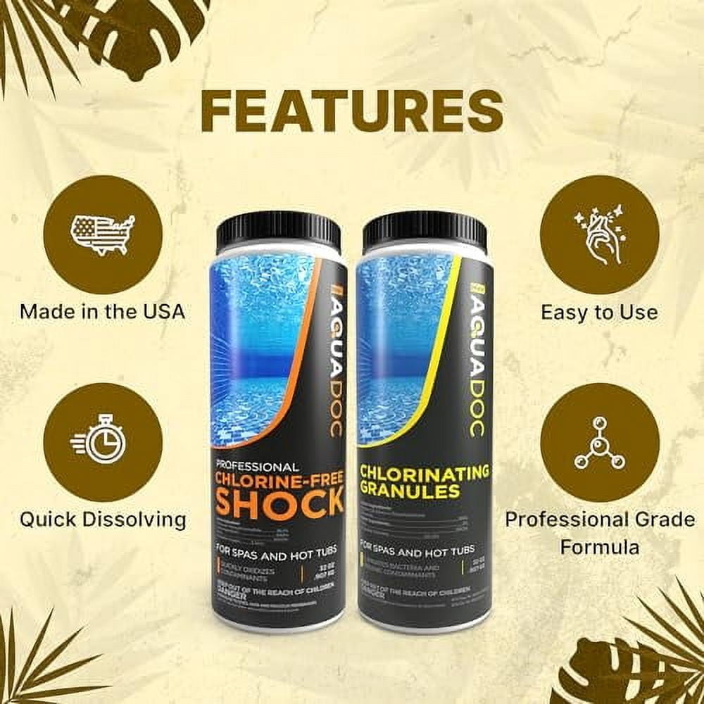 Hot Tub Chlorine & Spa Shock Kit - Hot Tub Starter Kit with Chlorine Free Shock & Chlorine Granules - Hot Tub Spa Starter Kit with Oxidizing Spa Shock by AquaDoc