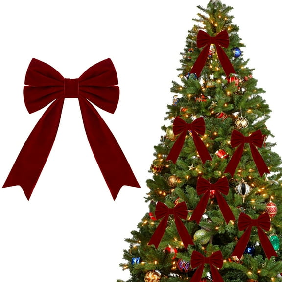 Ljxge Burgundy Red Velvet Bows 4.5 Inch 12 Pack Premade Bows For Christmas Tree Wreath Garland Gift Wrapping Wedding Home Decor