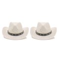 thumbnail image 1 of Sombrero de paja de vaquero de verano Sonducket sombrero de playa de ala ancha para hombre tejido a mano, 1 of 6