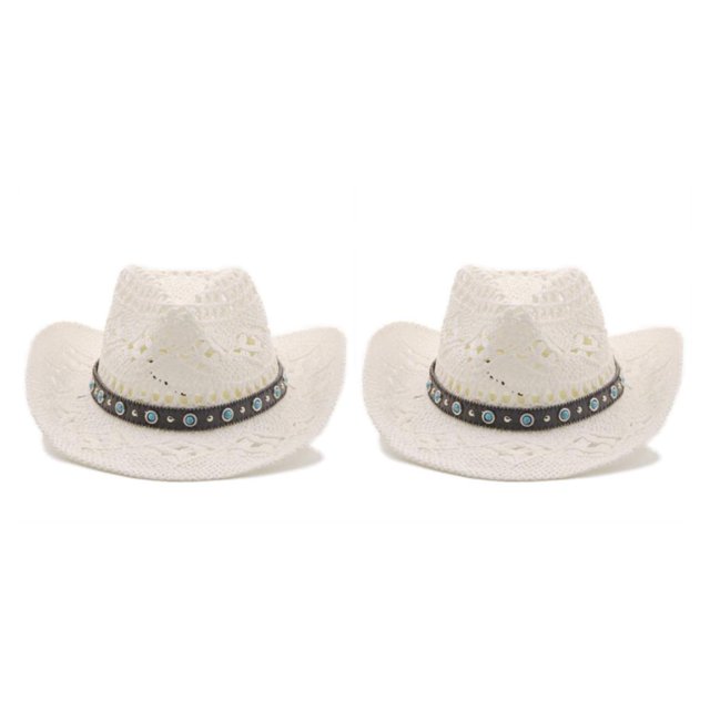 Sombrero de paja de vaquero de verano Sonducket sombrero de playa de ala ancha para hombre tejido a mano
