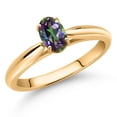 thumbnail image 2 of Gem Stone King 0.60 Ct Oval Green Mystic Topaz 10K Yellow Gold Solitaire Engagement Ring, 2 of 4