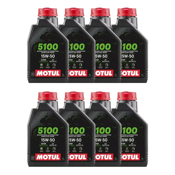 PAQ. DE 8 ACEITE PARA MOTO 4T MOTUL 5100 15W50 1L TECHNOSYNTHESE