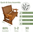 thumbnail image 3 of Fortune Candy Wooden Patio Glider, with Cup Holders, High Back and Deep Contoured Seat, Solid Fir Wood, Heavy Duty 800 lbs (Teak Tone, 2-Seater), 3 of 6