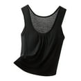thumbnail image 2 of HOMBOM Chemise Summer Tops for Women Trendy Modal Built in Bras Black Solid Color Crew Neck Sleeveless Casual Basic Shirts, 2 of 6