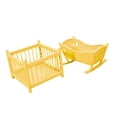 thumbnail image 2 of Bunblic 1:12 Miniature Crib and Playpen Mini Bedroom Scene Mini Rocking Bassinet Toy yellow, 2 of 8