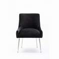 thumbnail image 5 of SEYNAR Modern Pleated Velvet Dining Chairs Set of 4, Tufted Upholstered Side Accent Kitchen Chair with Silver Legs for Living Room(Black), 5 of 10