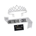thumbnail image 3 of Rongfmy Birthday Crown and Glitter Sash Creative Party Costume Crown with Rhinestone Silver, 3 of 9