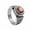 Red, variant on Unisex Stainless Steel Silver Vintage Classic Round Gemstone Signet Biker Ring Simple Punk Promise Wedding Band Red Stone Size 9