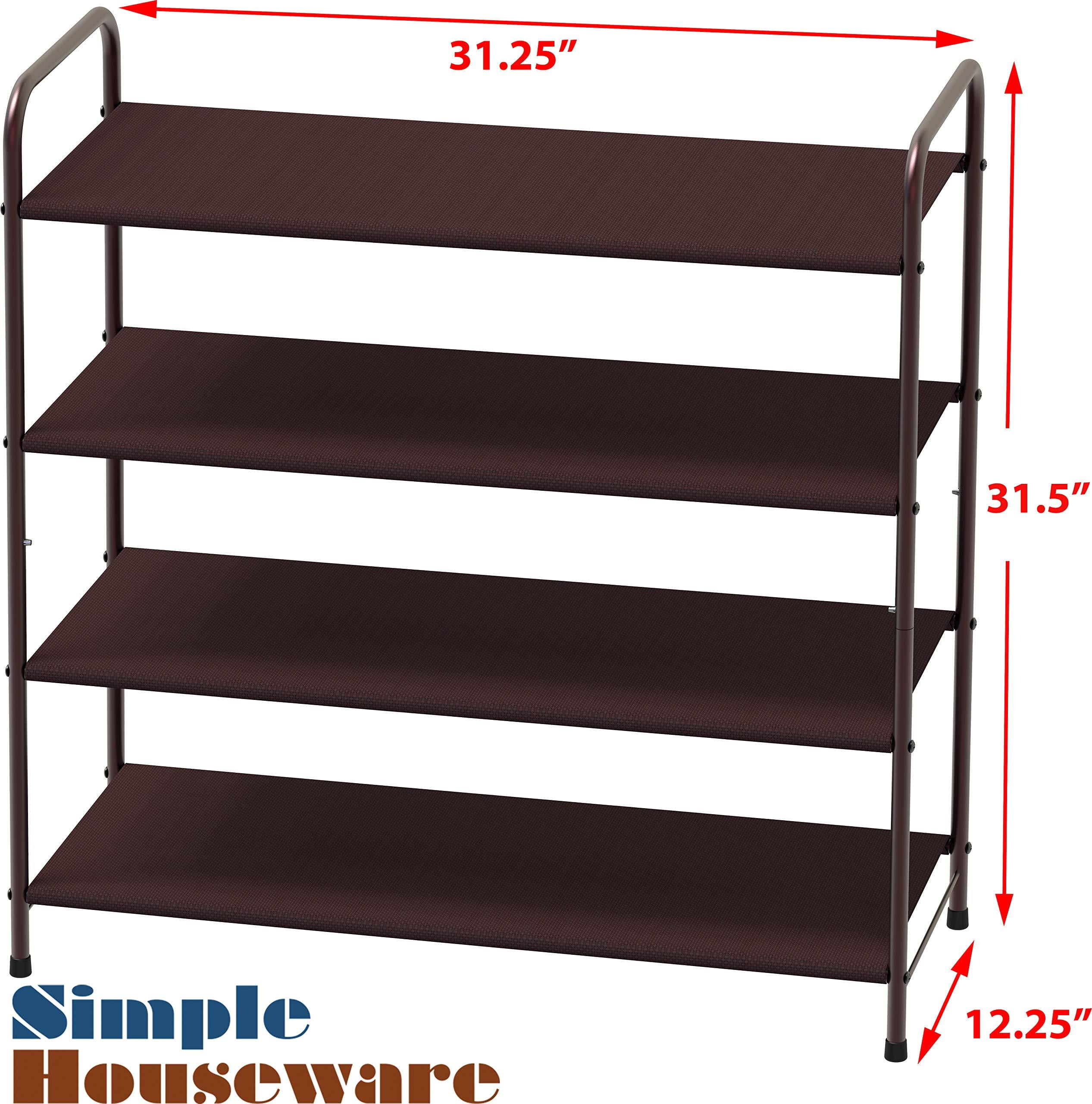 Simple Houseware 6-Tier Shoe Rack Storage Organizer 34-Pair w/ Side Hanging Bag, Bronze