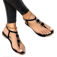 thumbnail image 2 of T Strap Sandals for Women Dressy Flat Gladiator Sandals Open Toe Casual Summer Boho Sandal Beach Roman Shoes, 2 of 2