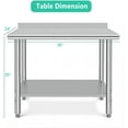 thumbnail image 2 of Mesa de preparación de acero inoxidable de 36x24 pulgadas con ruedas, mesa de trabajo comercial NSF para restaurante y hogar, 2 of 6