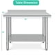 thumbnail image 2 of Mesa de preparación de acero inoxidable de 36x24 pulgadas con ruedas, mesa de trabajo comercial NSF para restaurante y hogar, 2 of 6