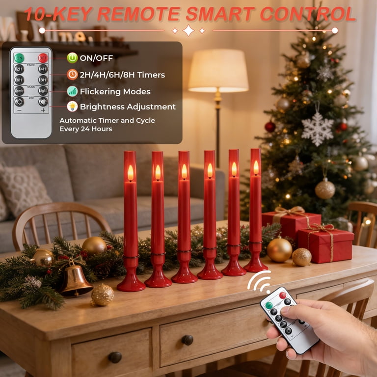 Hidawn, Electric Candles, Flameless Taper Candles, Remote Timer