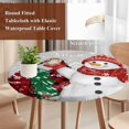 thumbnail image 4 of Grey Snowman Christmas Round Tablecloth, Fitted Table Cover with Elastic for 45"-54" Round Tables, Snowflake Xmas Tree Winter Elk Table Cloth Outdoor Indoor Dinning Party Waterproof Tablecloths, 4 of 7