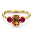thumbnail image 3 of Gem Stone King 2.00 Ct Ecstasy Mystic Topaz Red Created Ruby 18K Yellow Gold Plated Silver Ring, 3 of 6